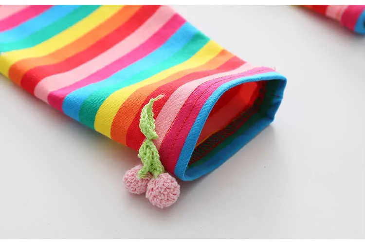  Summer Strawberry Clothing Baby Child Girl Colourful Striped Knee Length Leggings (10)