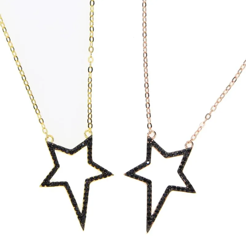 Высококачественный неровный звезда черный CZ наброски элегантные модные украшения 2021 Последний дизайн Fine 925 Серебряные серебряные женские ожерелье