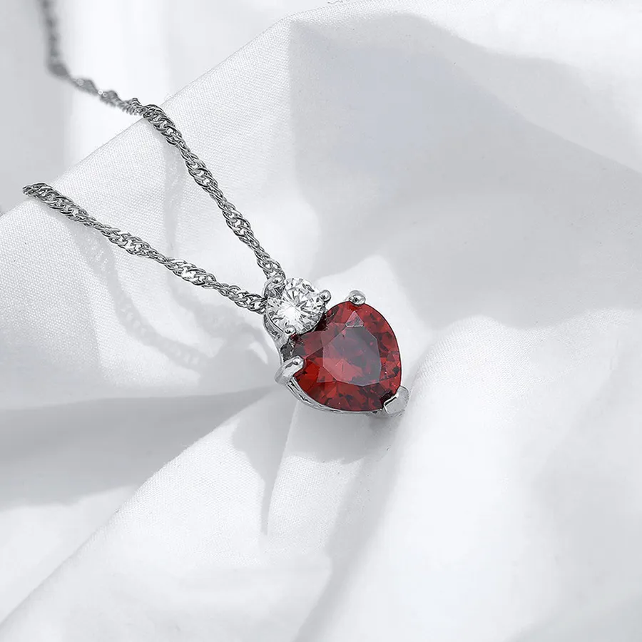 Vrouwen hanger kettingen koperen zilveren ketens rode diamant liefde hart ketting vrouw verjaardag bruiloft mode sieraden wil en zandig