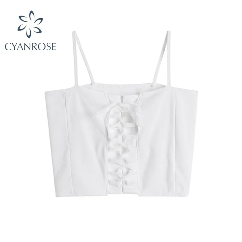 Summer Sale Bandage Cross Up Tank Tops voor Dames Streetwear Style Mode Sexy Slanke Mouwloze Casual Vrouw 210515