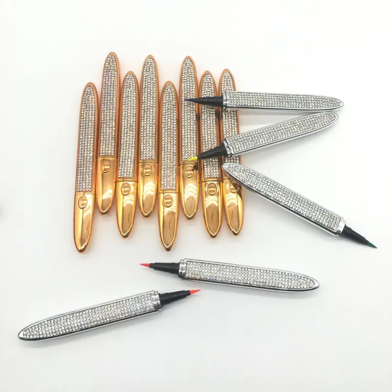 2 i 1 magisk diamant bling glitter flytande eyeliner pen färgrik neon smink matte vattentät snabbt, torrt smink