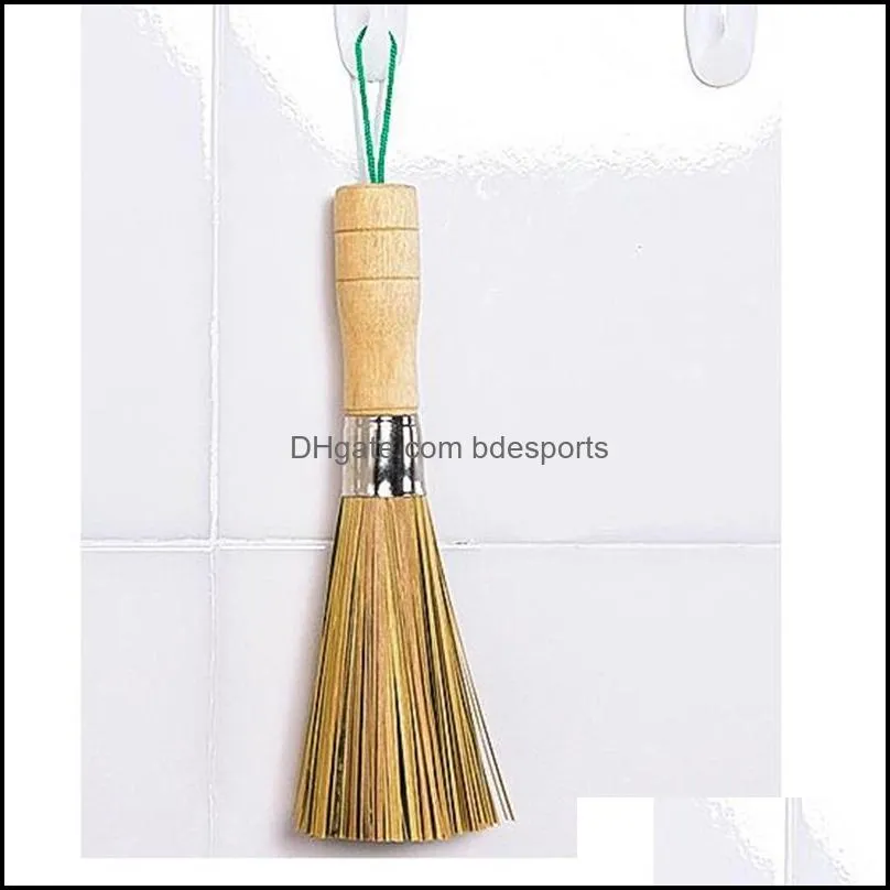 Wash Pot Brush Wash Dishes Handmade Kitchen Tools Non-stick Oil Natural Bamboo Brush Durable Wooden Handle F20174084