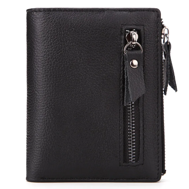 Äkta Läder Mens Plånbok 2019 Man Zipper Kort myntväska Märke Male Cowhide Creditid Wallet Multifunktion Små plånböcker