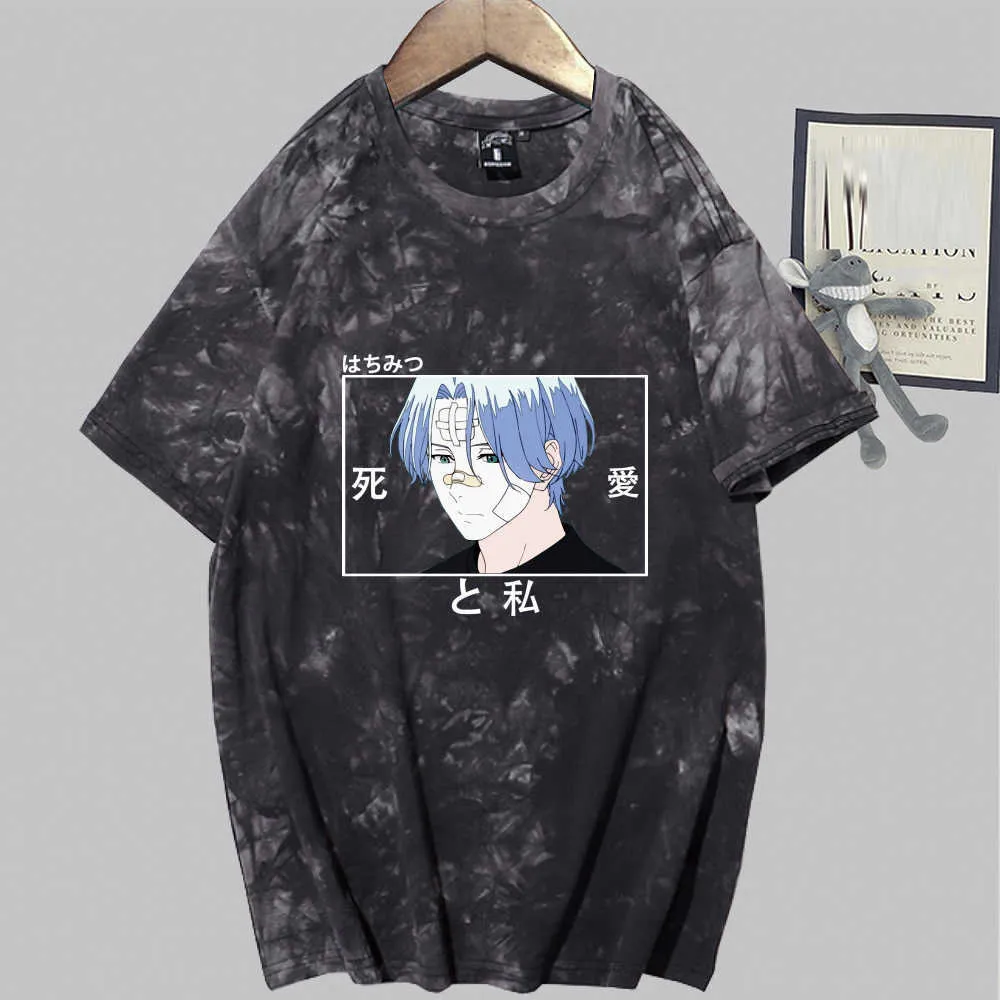 Anime unissex sk8 o infinito langa anime moda manga curta rodada gravata tinge t-shirt y0809