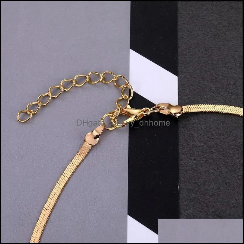 Chokers Punk Necklaces For Women Sequins Simple Flat Blade Snake Collar Necklace Gold Color Fashion Jewelry