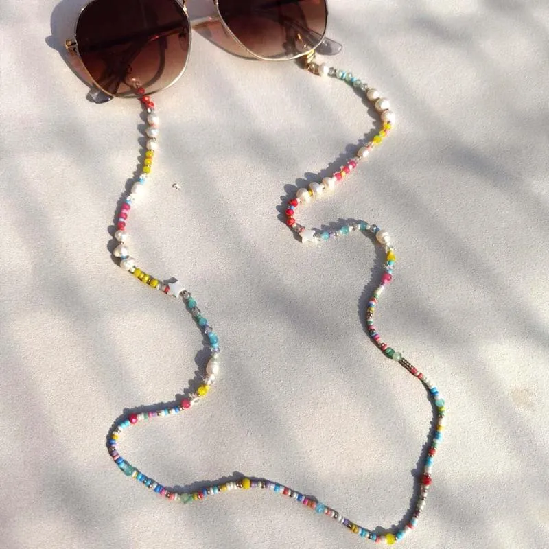 Sunglasses Frames Good Quality Real Pearl Cover Lanyard Glasses Strap Shell Star Necklace Women Long Chain Mask Jewelry