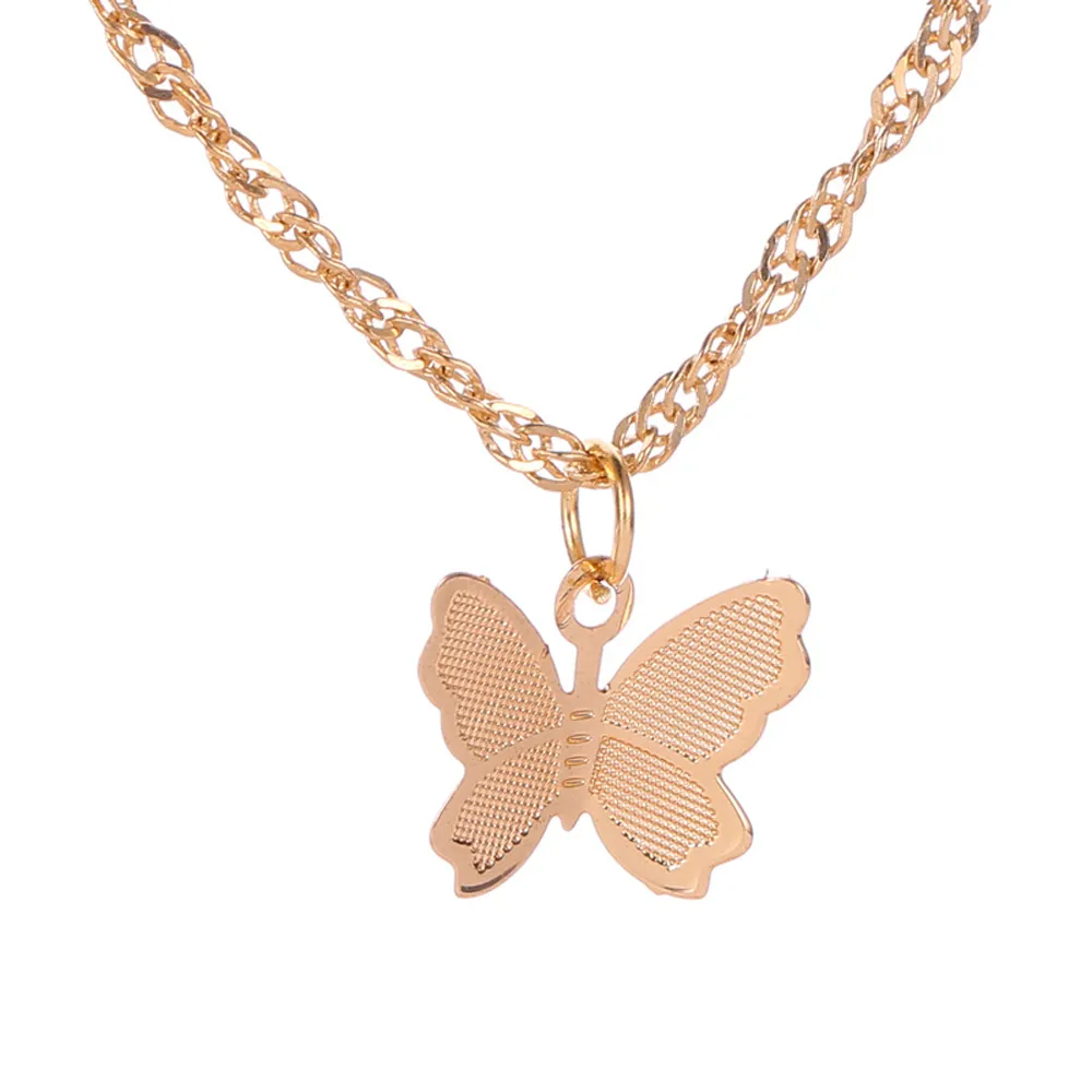 Stylish Butterfly Butterfly Pendant Necklace In Gold And Silver