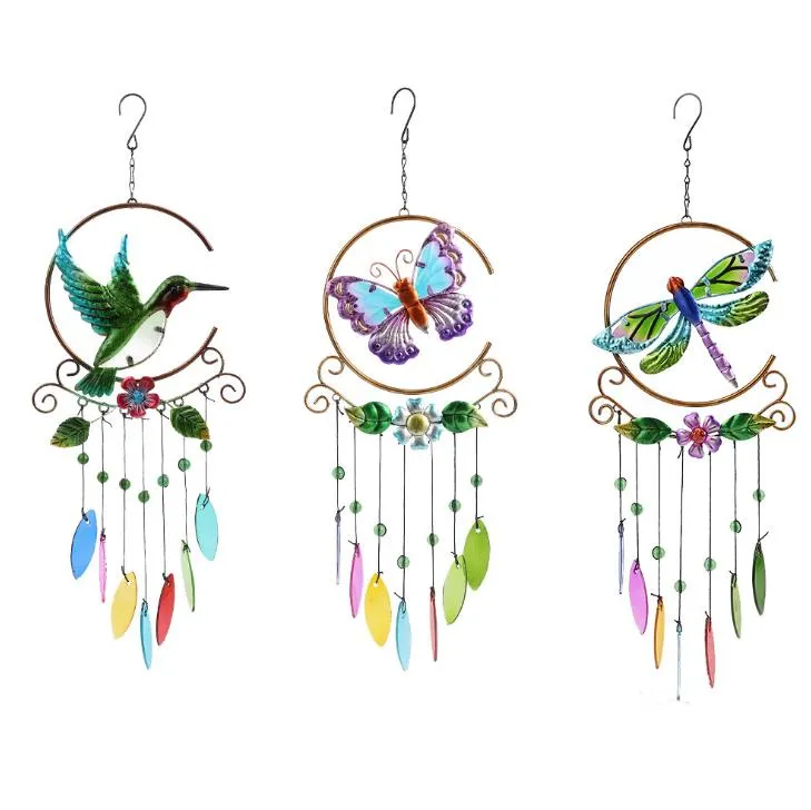 Hummingbird Wind Chimes 정원 장식 실내 야외 파티오 발코니 장식 휴가 선물을위한 휴대용 금속 풍력