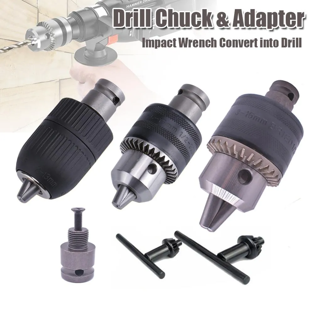 1/2 Inch 20UNF Thread Drill Chuck Conversion Drill Chuck Adapter Convert Impact Wrench Into Electric Drill Keyless 3 Jaw Chuck