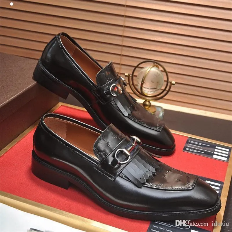 Chaussures de robe formelle de haute qualité de haute qualité pour hommes Noir Véritable Chaussure En Cuir Véritable pointu Toe Mens Business Oxfords Taille occasionnelle Taille 38-45