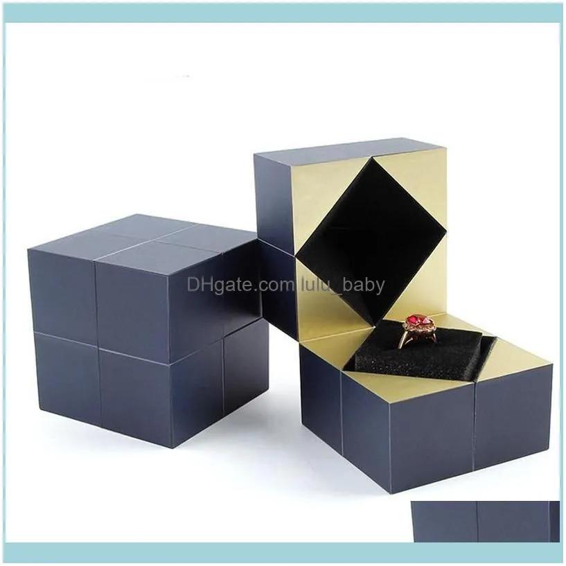 Jewelry Pouches, Bags Creative Cube Ring Box For Propose Marriage Wedding Girl Ceremony Storage Gift Day Valentine`s Romantic J6X8