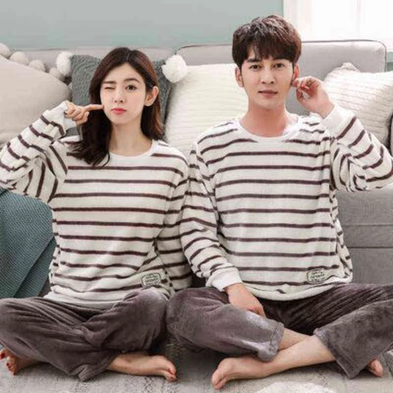 Fleece Couple Pyjamas Winter Warm Pijamas Women Men Korean Sleepwear Pajamas  For Women Pyjama Femme Pajama Set Sexy Lingerie Nightwear 211211 From  Dou08, $19.12