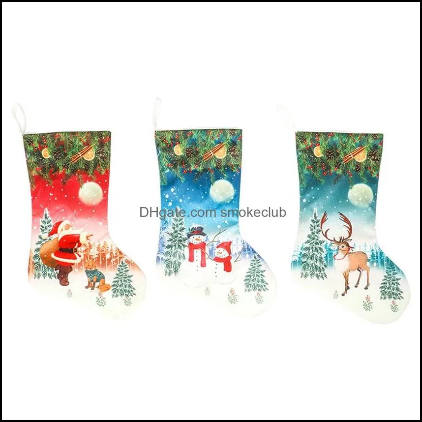 Christmas Stockings 20 inch Santa Snowman Xmas Hanging Stockings Decoration Stocking Christmas Stockings Candy Gift Bags LJJK2442