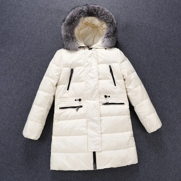 Kvinnor Tjock Slim Long Dowm Coat Designer Brand Warm Jackor Parkas med päls Hood Vindskyddad Vinter Outwear