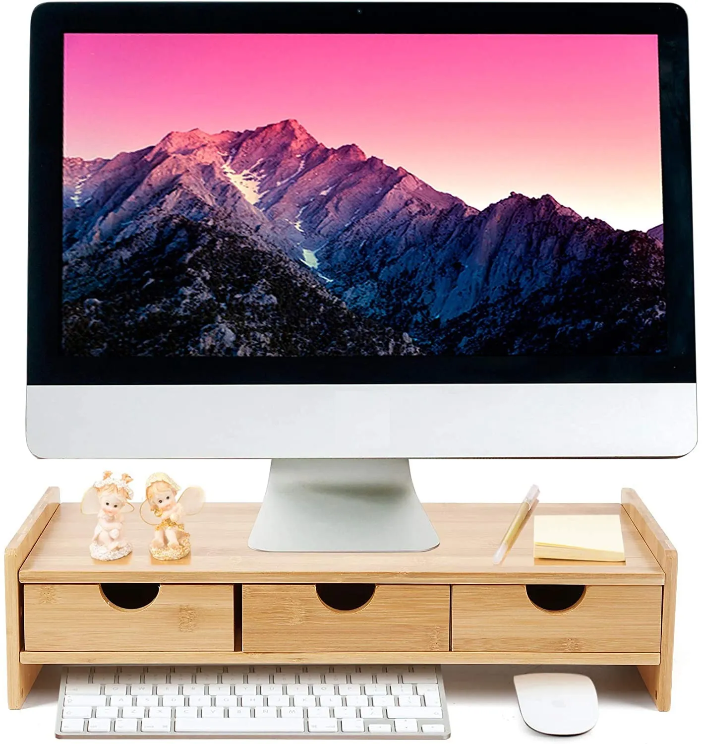 Bamboo Monitor Stand Riser Mit Schubladen Einstellbarer Desktop Organizer Fur Laptop Computer Drucker 2 Tier Speicher Von 41 55 DHgate
