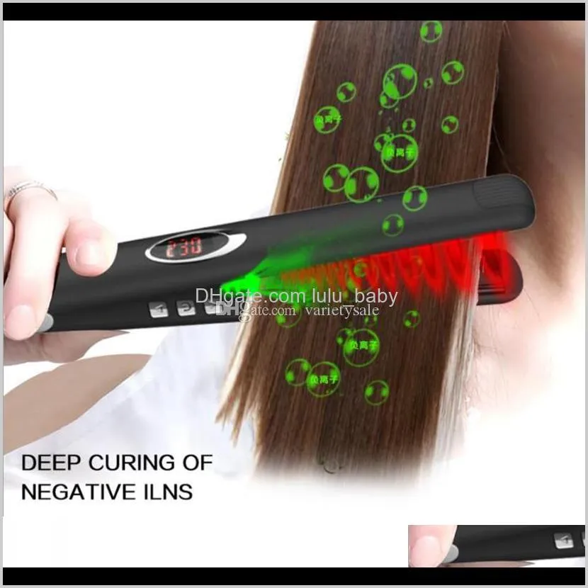 infrared hair straighteners brush anion flat iron hair straightening comb tourmaline ceramic plate brush hair salon 