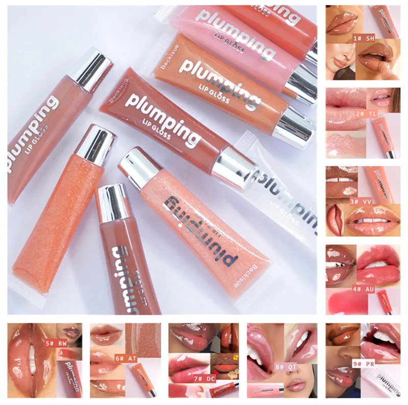 Maquillage Hydratant Repulpant Lipgloss Cherry Glitter Lip Gloss Lip Plumper Nutritious Lipstick Mineral Oil Clear Lip Gloss 9 Couleurs