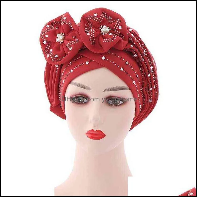 Satin Lined Hair Bonnet Double Layer Ankara African Print Head Scarf Headwraps Turban Hat Ribbon for Women Sleeping African Hat 211228