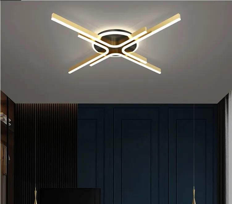 Moderne LED Lustre Dimmable Avec Télécommande Lumières Pour Salon Chambre Fer Lampe Or Café Couleur Luminaria Éclairage