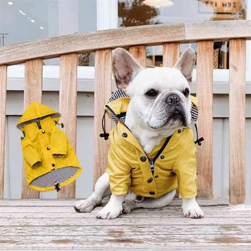 Suprepet husdjur hund regnrock med fickor pu franska bulldog kläder för små hundar vattentät valp kappa hundjacka hund tillbehör 210729