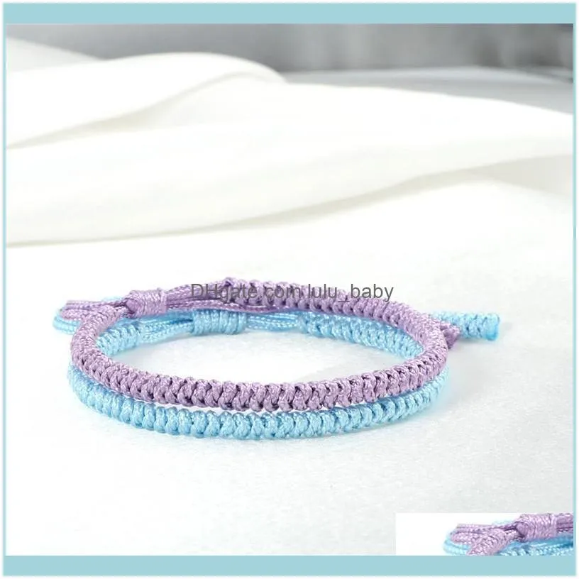 Tennis 2PCS Handmade Braided Bracelet Simple Blue Rope Knots Lucky Bracelets & Bangles For Women Men Tibetan Jewelry Girl Gifts1