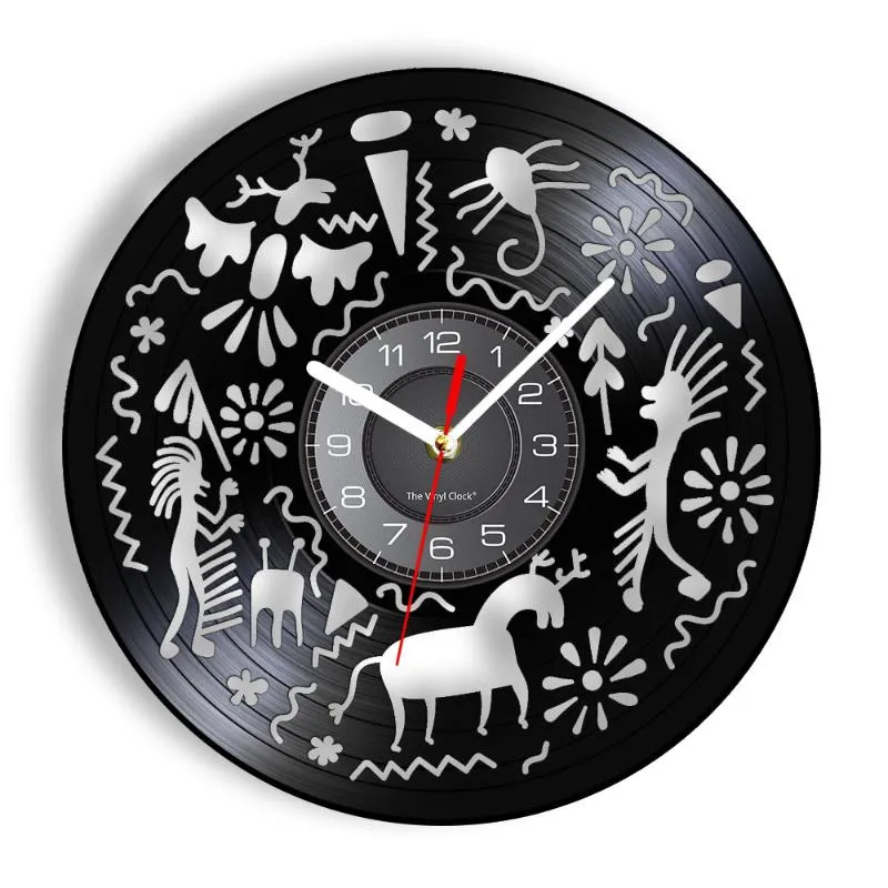 Wall Clocks Folk Art Huichol Mexican Yarn Cut Out Longplay Clock Mexico Home Decor Retro