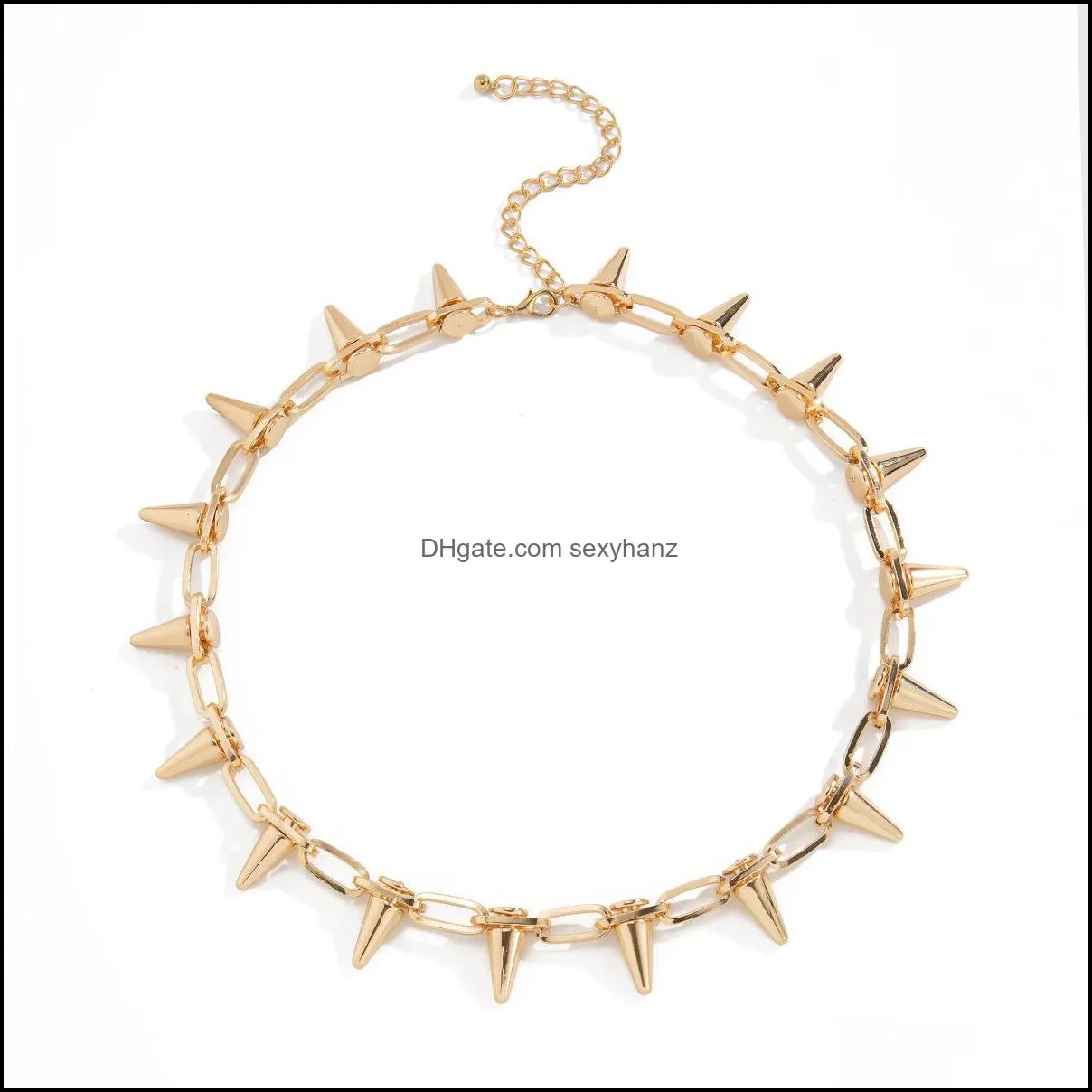 European Punk Hip Hop Tassel Pendant Necklaces Retro Aluminum Rivet Cross Chain For Women Gold Chokers Jewelry Accessories