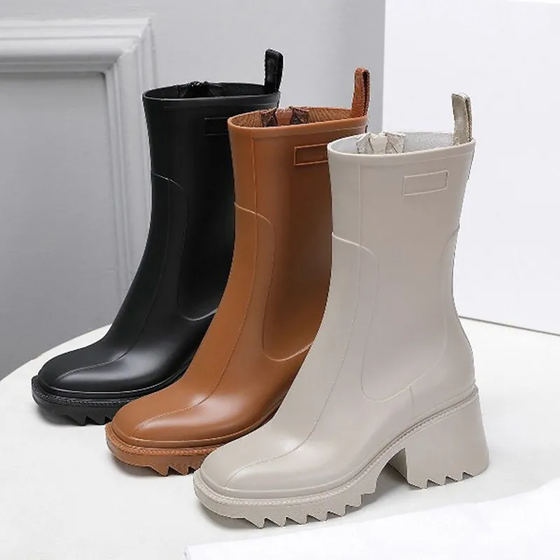 Lyxdesigners Dam Regnstövlar England Style Vattentät Welly Gummi Vatten Regn Skor Ankel Booties