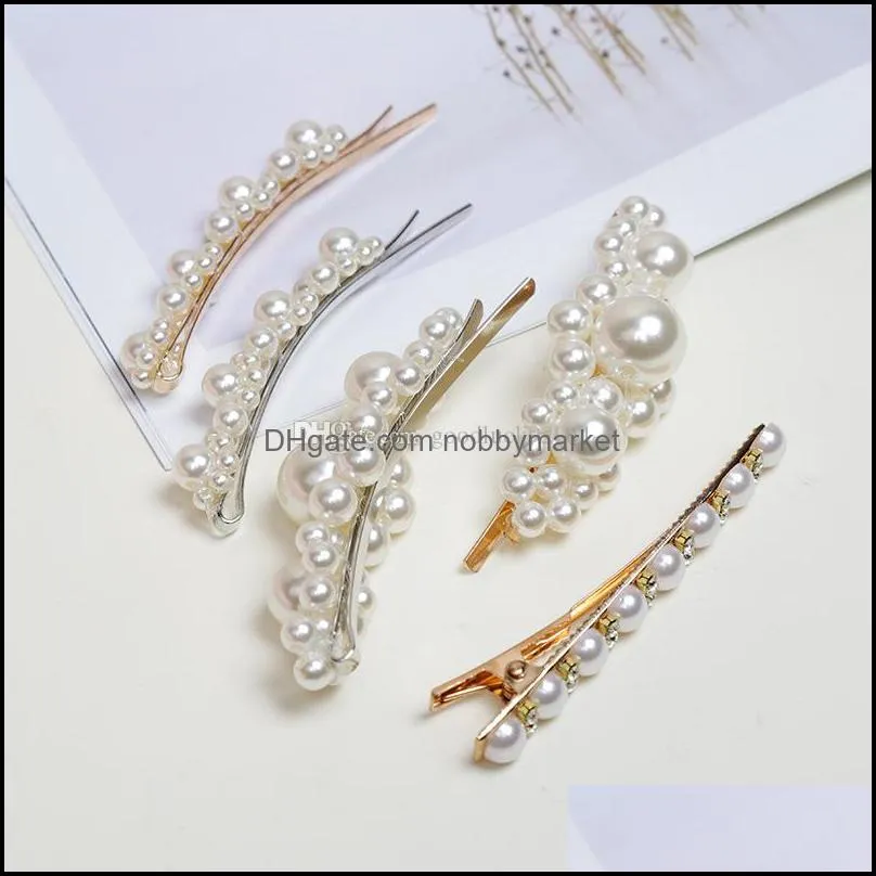 12 Styles Women Pearl Hair Clip Girl Hair Accessories Sweet Hairpins Headwear Beautiful Barrette Ornament Party Jewelry Xmas Gift