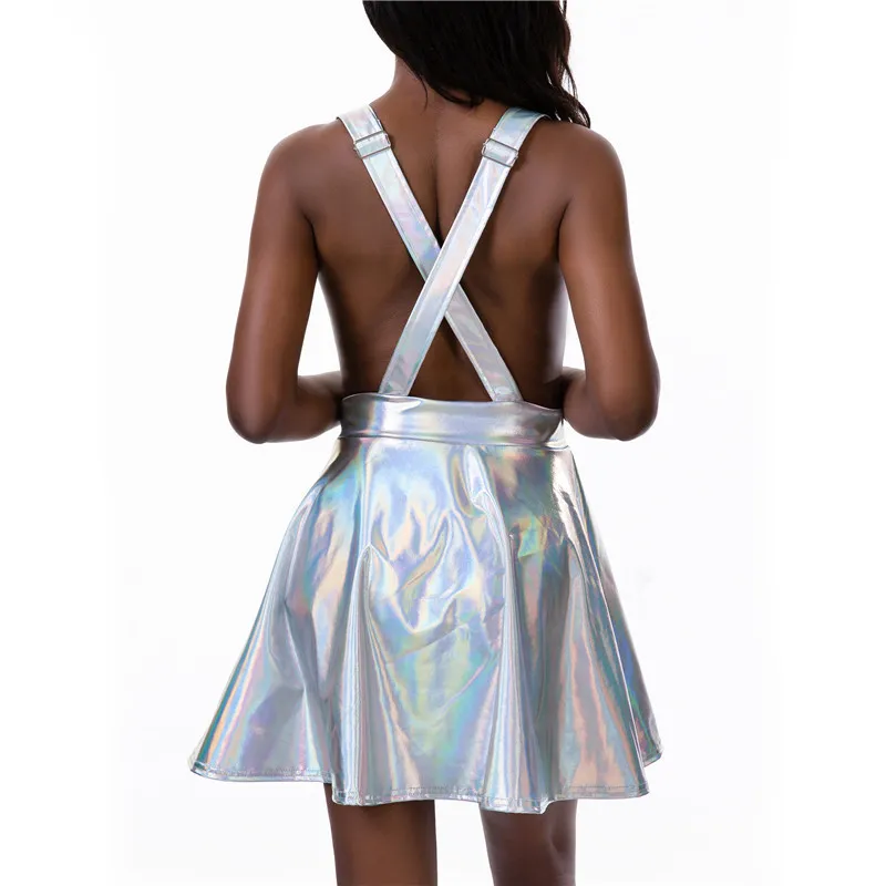 Glitter Laser Holographic A-Line Backless Criss Cross Strap Mini Dress for  Women from Dhgate Basic & Casual Dresses - price 30.34