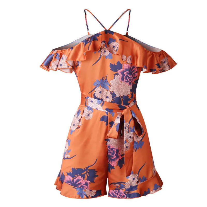 Floral Romper Print Multicolor Vacation Bohemian Beach Playsuit Women 2019 Summer Off Shoulder Halter Sleeveless Boho Jumpsuit (7)