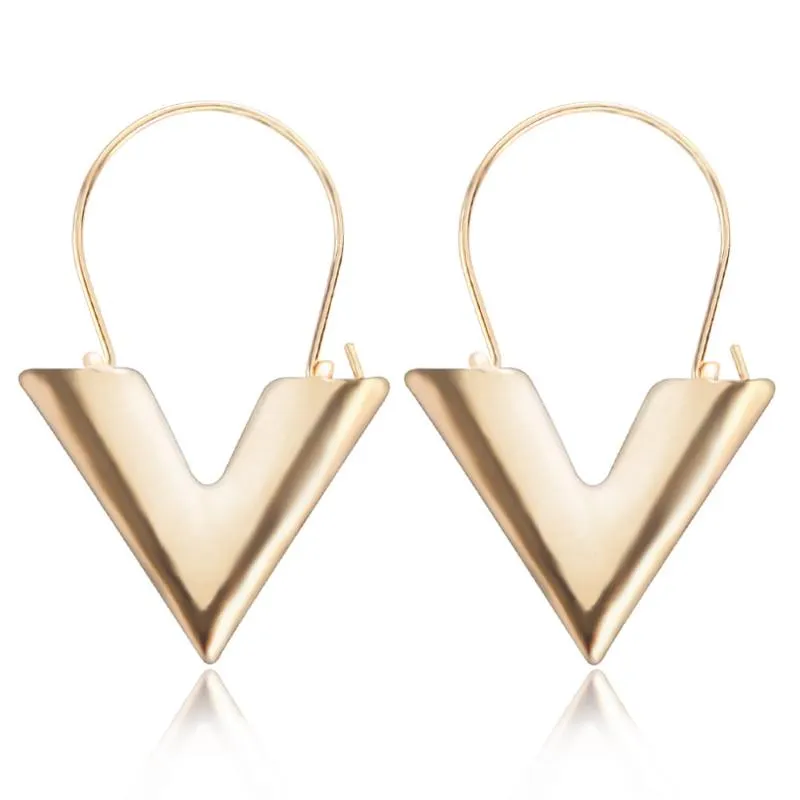 Hoop & Huggie Earrings Simple Metal Alloy Plating Letter V Shape Fashion Small Mother's Day Gift