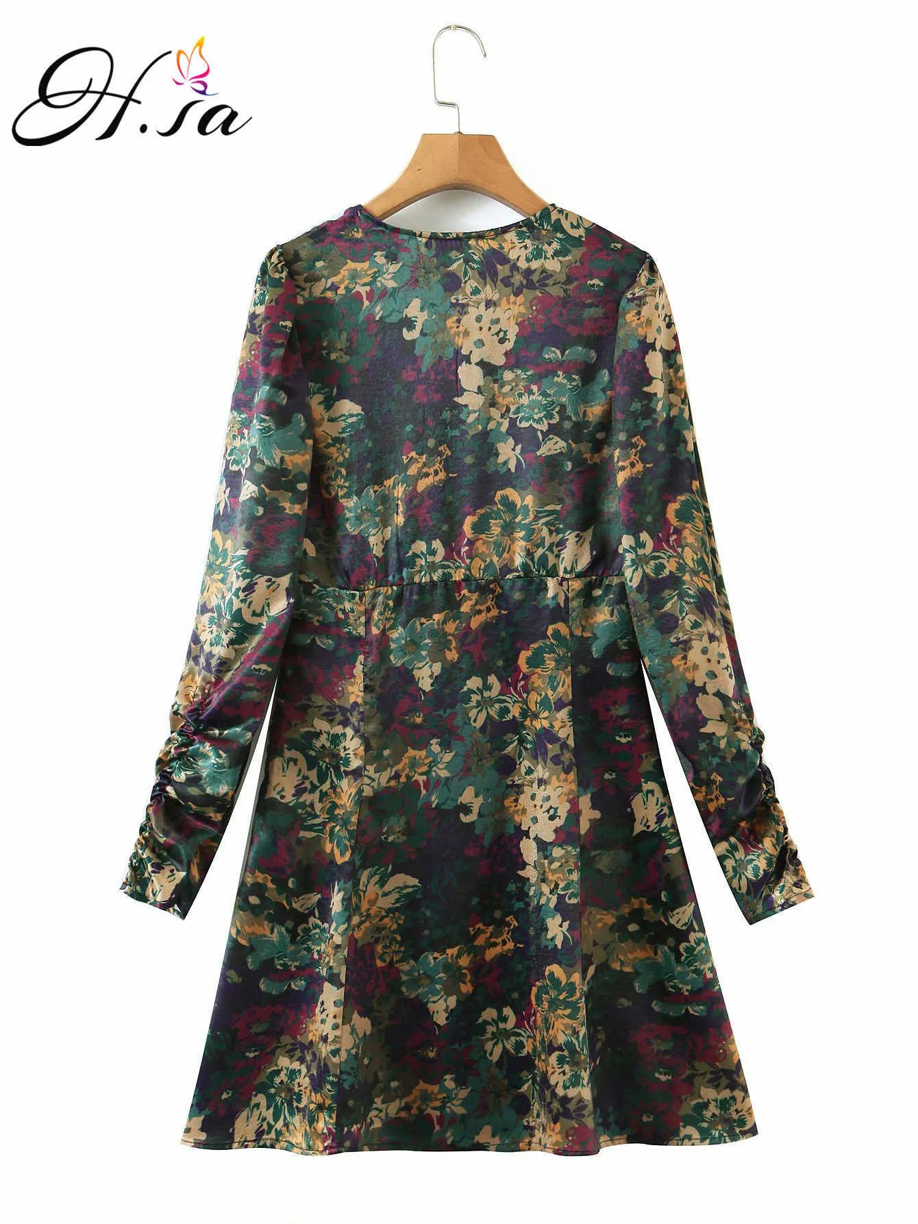 chinese dress ladies Shop Blue Plain Midi Long-Sleeve A-Line Dress main image 1