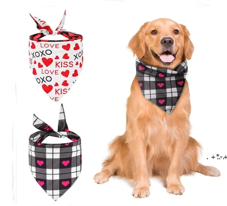 Hundkläder Alla hjärtans dag Hundar Bandanas Dubbelsidig husdjur Triangel Scarf Hund Saliv Handduk Pet-Supplies Valentines-Day Tillbehör ZZA11254