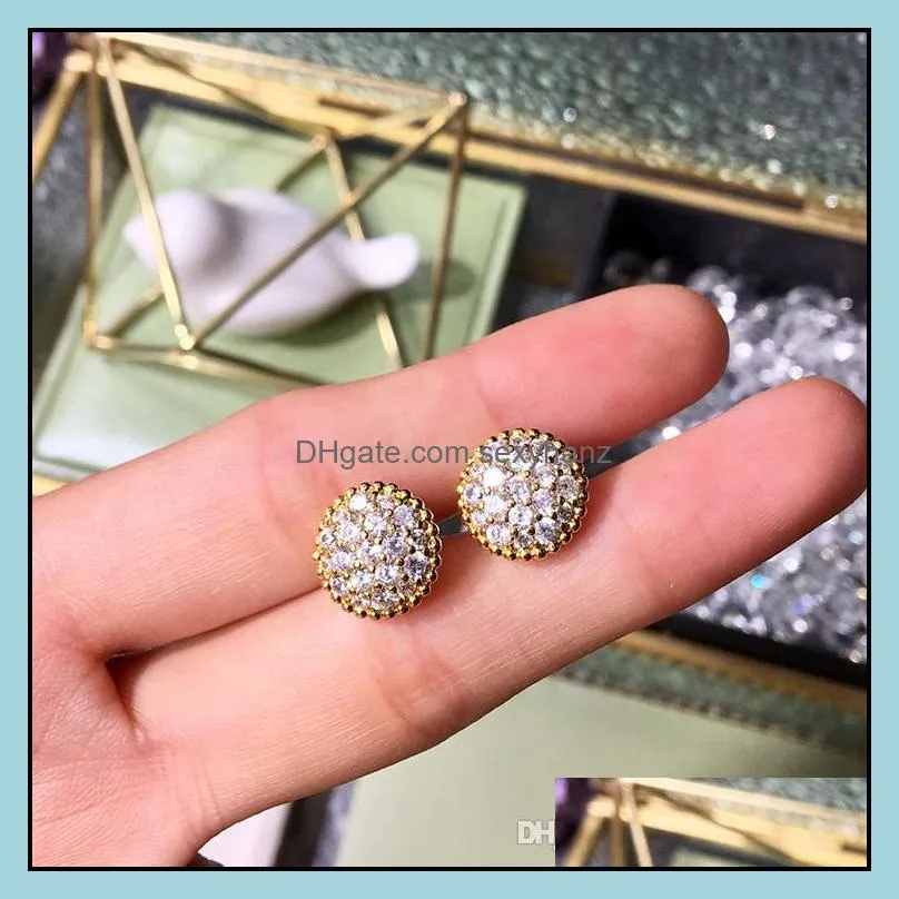 Hot - selling ornaments wholesale copper micro - set beautifully glistening arc round bead edge full of auger earrings