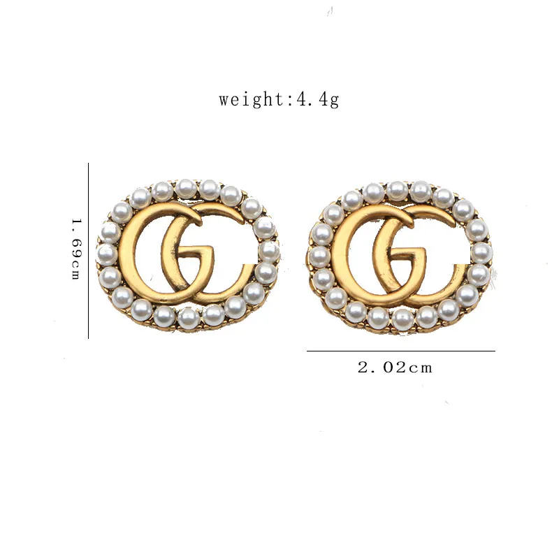 18K GOUD GOLDERDE Dange Designers Letters Stud -oorbellen Geometrisch luxemerk Women Rhinestone Pearl 925 Zilveren oorbel voor trouwfeestje Joodlry -accessoires