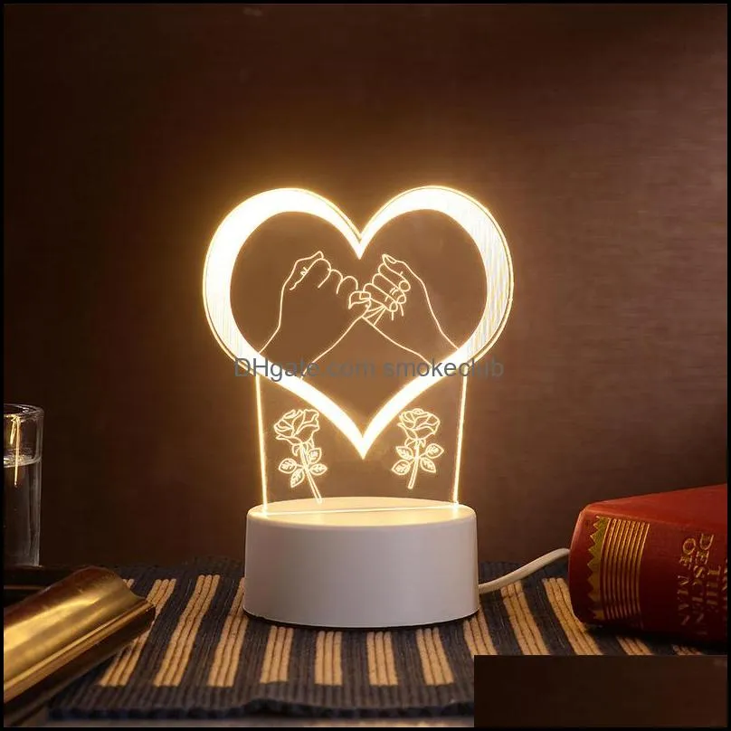 Creative gifts 3D night light Holiday events birthday gifts girlfriends friends couple gifts LED cartoon decorative lights