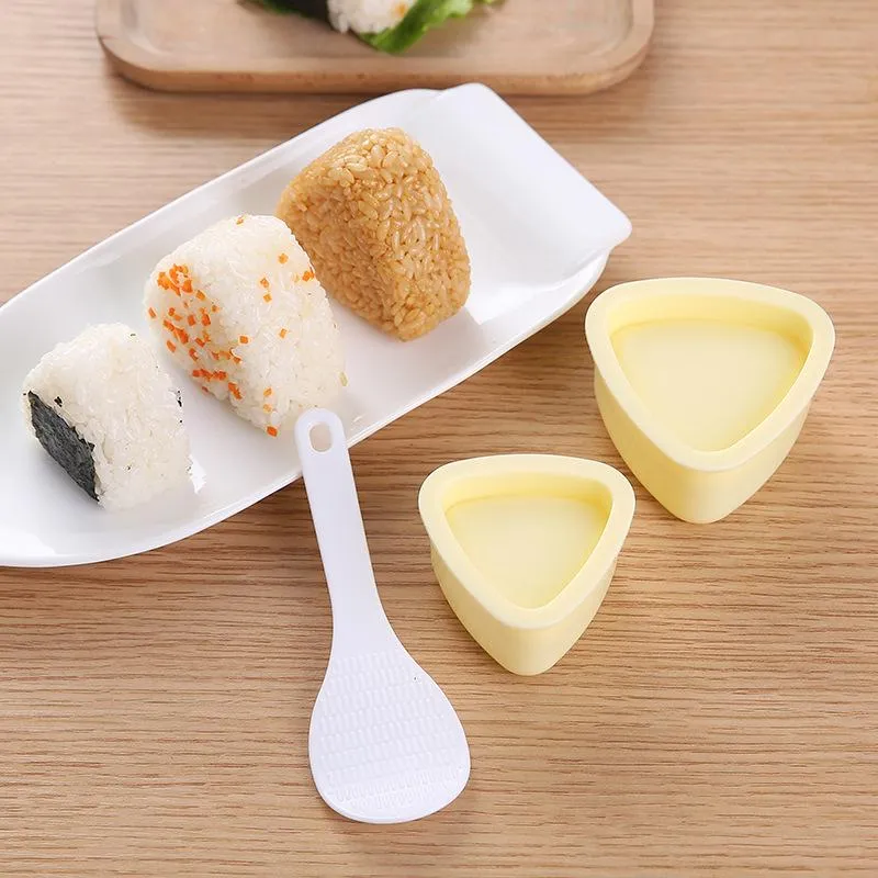 Baking Moulds Big And Small Triangular Rices Ball Molds Sushi Mold Children`s Rice Bento DIY Seaweed Laver Rice With Spoon Three Piece Set