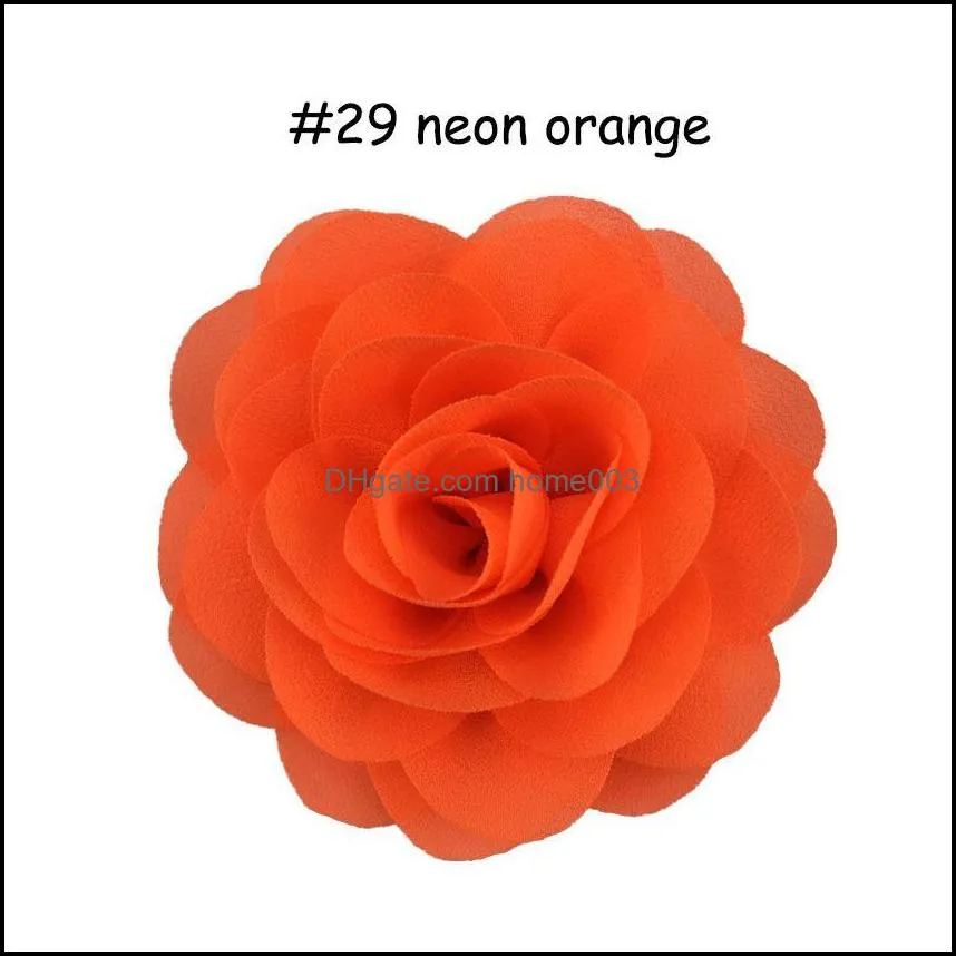 50pcs/lot 3.15 inch Fabric Chiffon Rosette Flowers DIY Boutique Blossom Hair Flower Without Clips Girl Headband Accessories