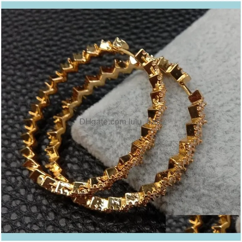 Trendy Wave Cubic Zirconia Pave Gold Color Plated Hoop Earrings For Women Accessories Jewelry Pendientes Mujer Moda & Huggie