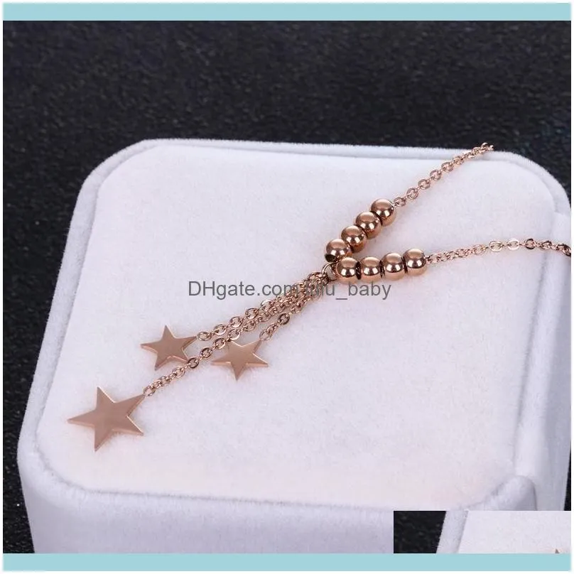 Chains Rose Gold Colors 316L Stainless Steel Sequins Long Tassel Star Choker Necklace Pendant For Women Jewelry Accessories