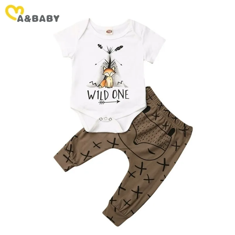 0-18M Cute Born Infant Baby Boy Girl Cartoon Clothes Set Pagliaccetto + Pantaloni Abiti Costumi estivi 210515