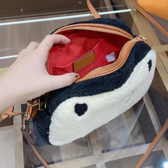 Winter Teddy Camera Bag Women Shoulder Bags Crossbody Purse Classic Letters Handbags Wool Patchwork Color Removable Shoulder Strap with Box
