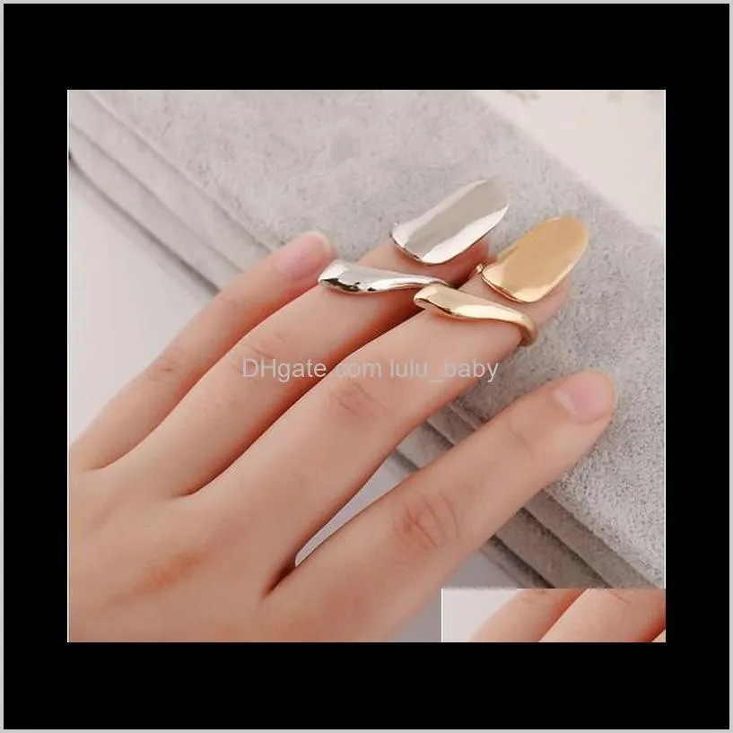 Legering Eenvoud Vingernagel Ring Womens Sieraden Gouden en zilver Tone Nail Art Finger Xiipy Band Aztae