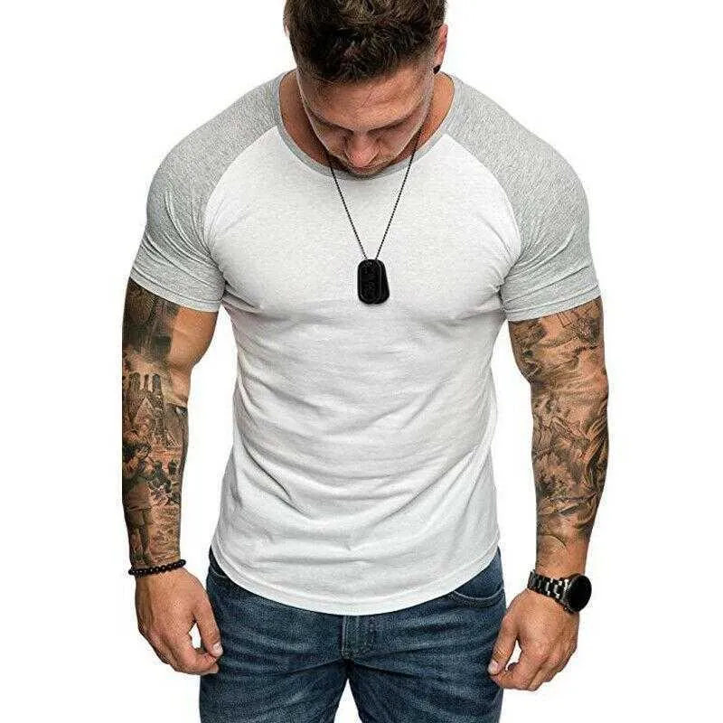 Camiseta Muscular Para Hombre, De Secado Rápido, Manga Corta, Cuello Redondo, Atlética, Para Gimnasio, Entrenamiento, Color
