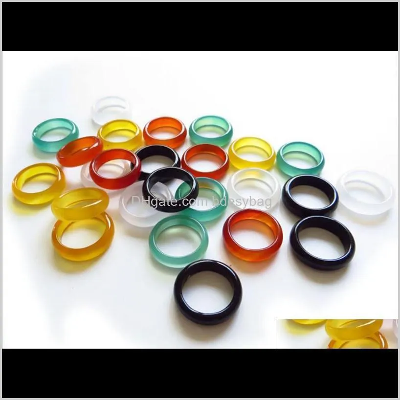 New Beautiful Smooth Multi-Colored Round Solid Jade/Agate Gem Stone Band Rings Great Value! ps0037