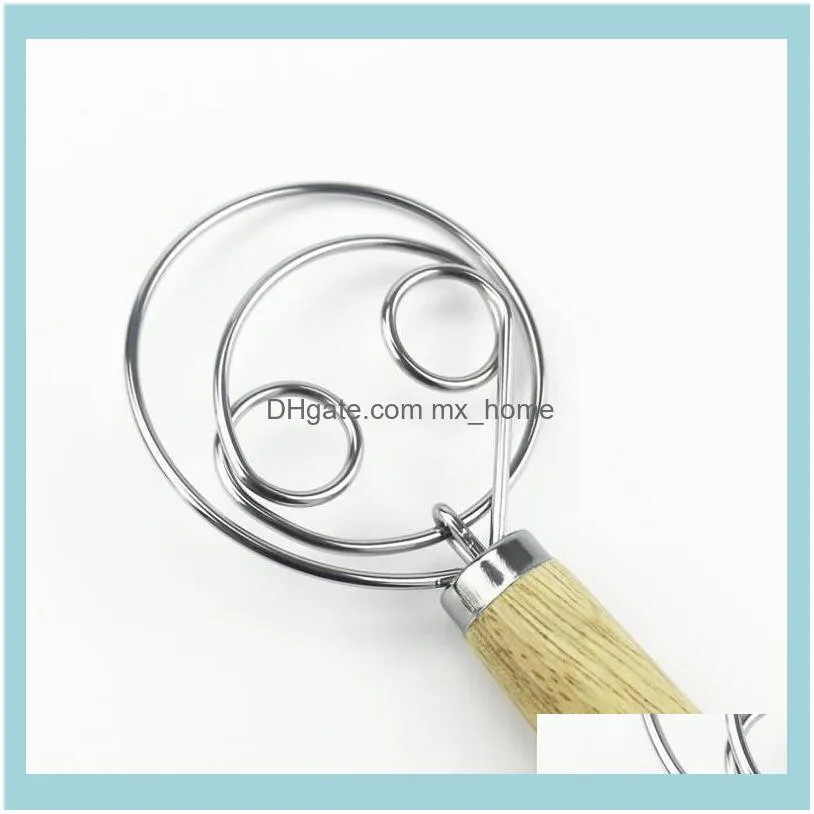 Dough Whisk Mixer Blender Bread 2 Eyes Style Egg Beater Stainless Steel Dutch Style Danish Cake Dessert Mixer Blender Admixer Tool