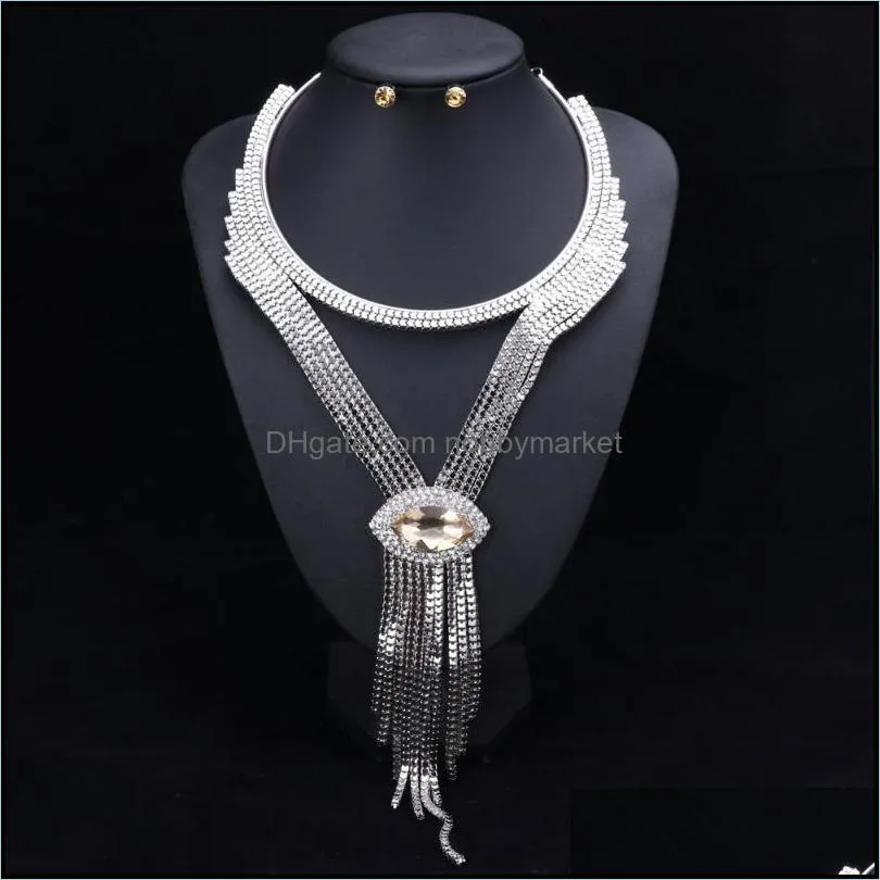 Earrings & Necklace Party Jewelry Sets Women Costume Tassels Fashion Gold Color Romantic Classic Wedding Accessories