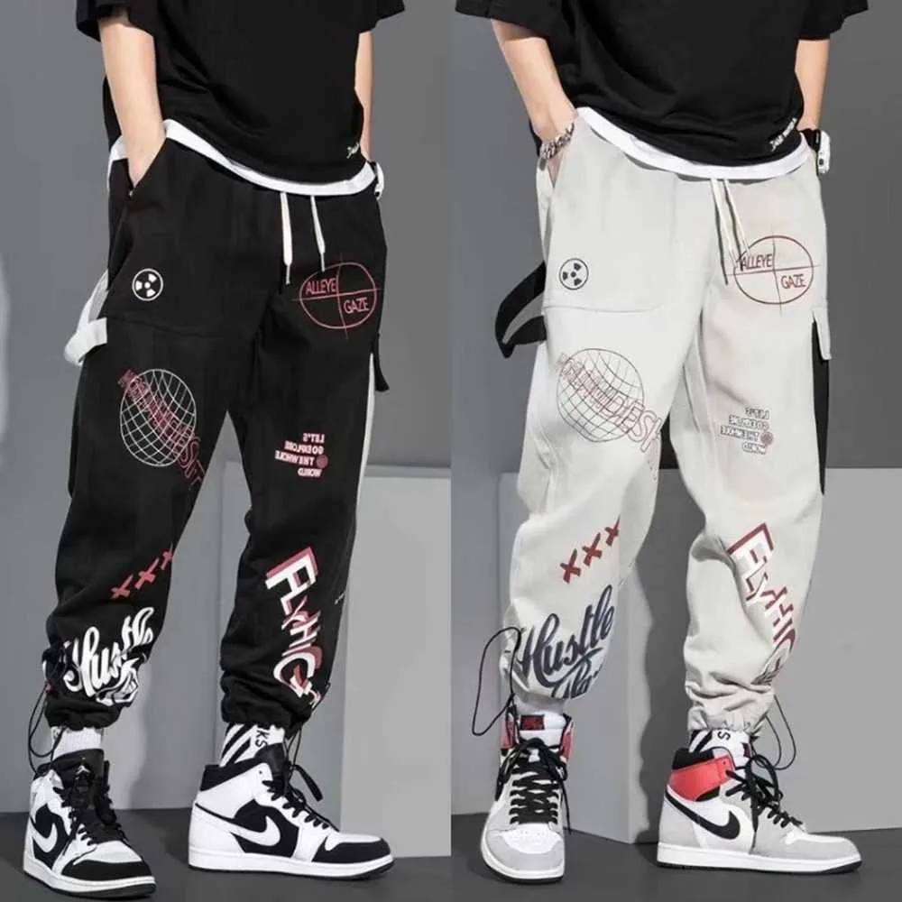 Hip Hop Mode Pantalon Japonais Streetwear Pantalon Graphique High Street Pantalon De Jogging Hommes Printemps Long Noir Pantalon Élégant Vêtements 210930