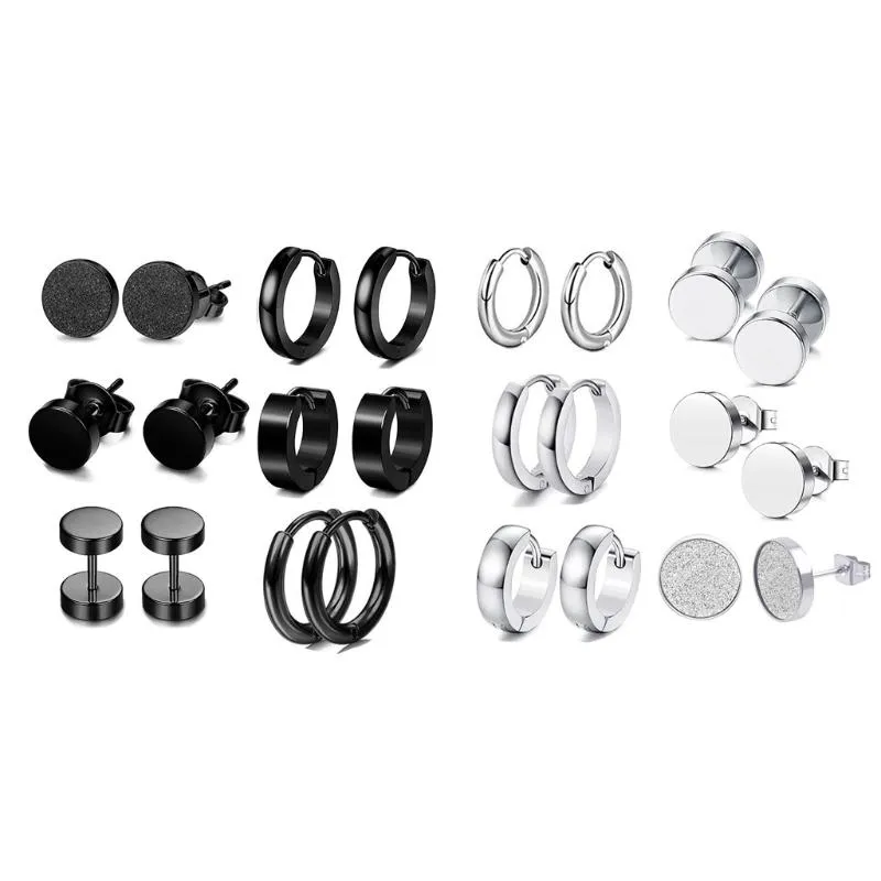 Stud X7AF 6 Pairs/Set Stainless Steel Punk Earrings Hip Hop Rock Gothic Ear Studs Unisex Women Men Decorations Jewelry Gifts